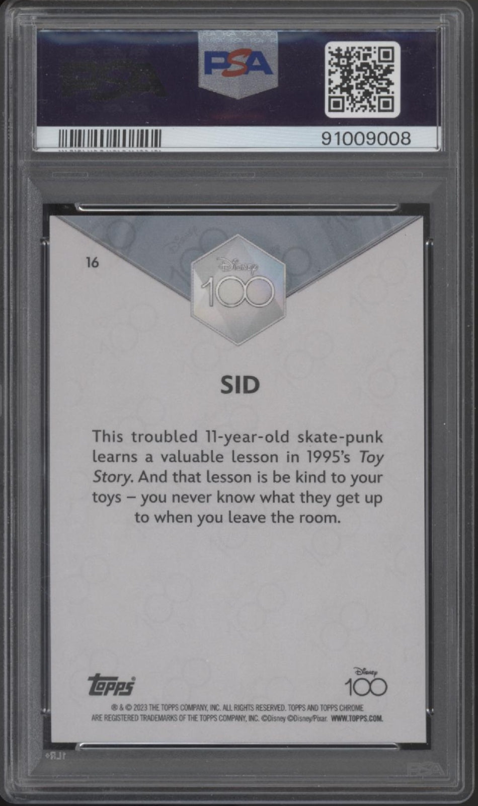 Sid 2023 Topps Chrome Disney 100 Year Diamond Refractor 033/100 #16 PSA 10