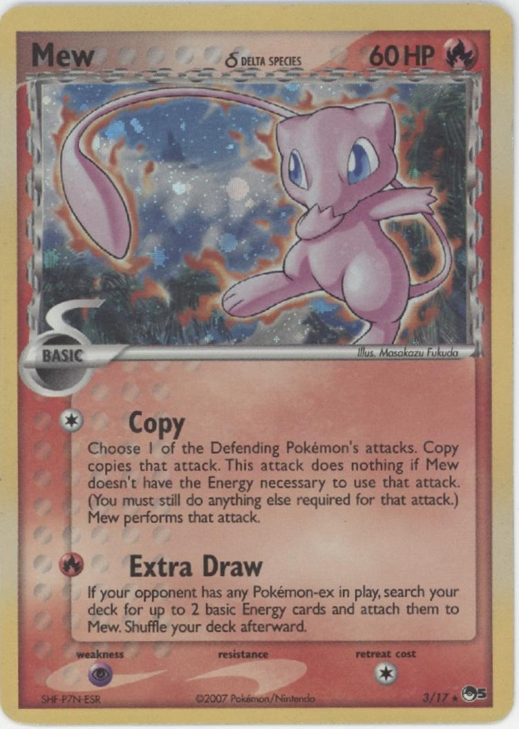 Mew Pokemon Delta Species Pop Series 5 Holo #3 Back Flipped Misprint