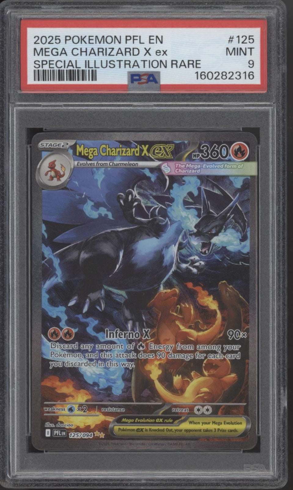 Mega Charizard X ex Pokemon Phantasmal Flame Special Illustration Rare 125 PSA 9