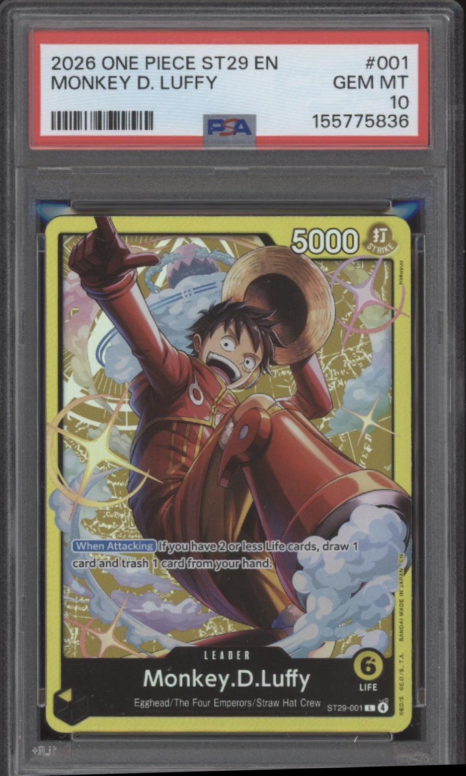 Monkey D Luffy One Piece Card Game ST29 #001 PSA 10 #2