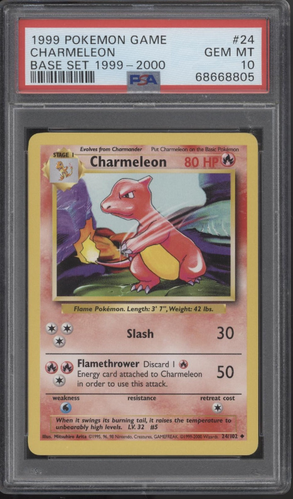 Charmeleon Pokemon Base Set #24 PSA 10