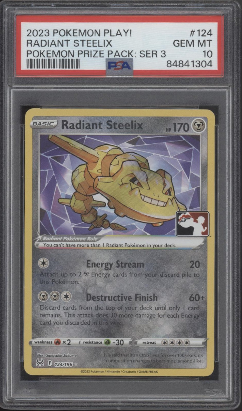 Radiant Steelix Pokemon Play! Prize Pack Series 3 #124 PSA 10