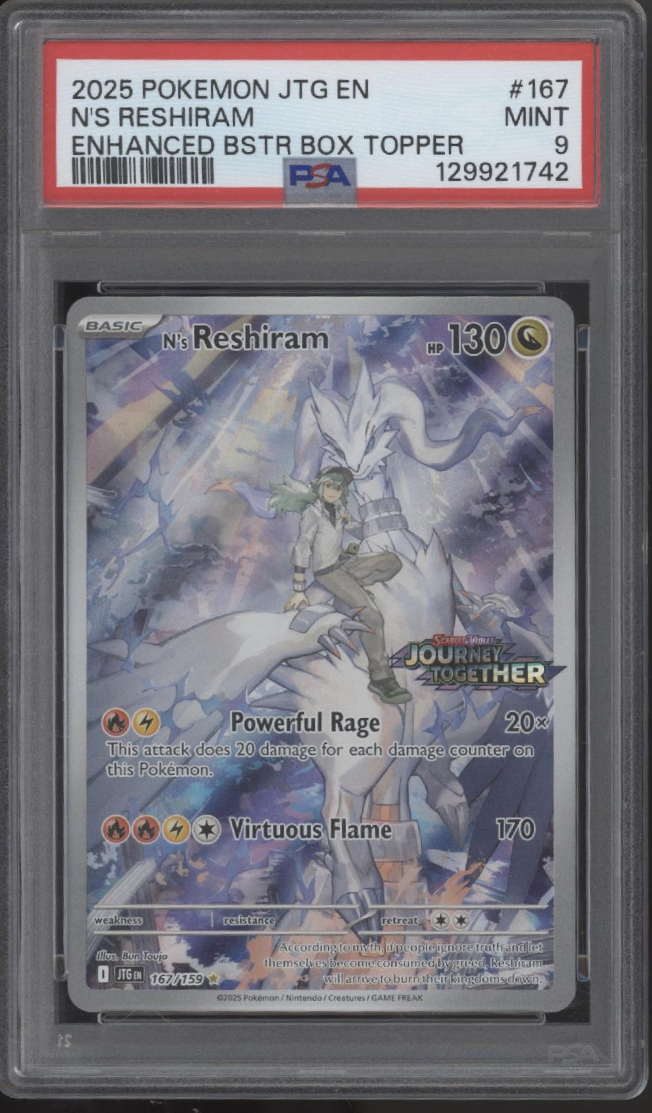 N's Reshiram Pokemon Journey Together Enhanced Topper #167 PSA 9
