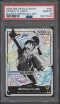 Monkey D Luffy One Piece Card Game ST29 Black & White Alternate Art #001 PSA 10