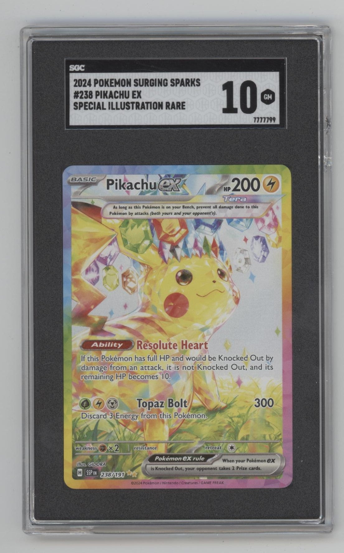 Pikachu ex Pokemon Surging Sparks Special Illustration Rare #238 CGC 10