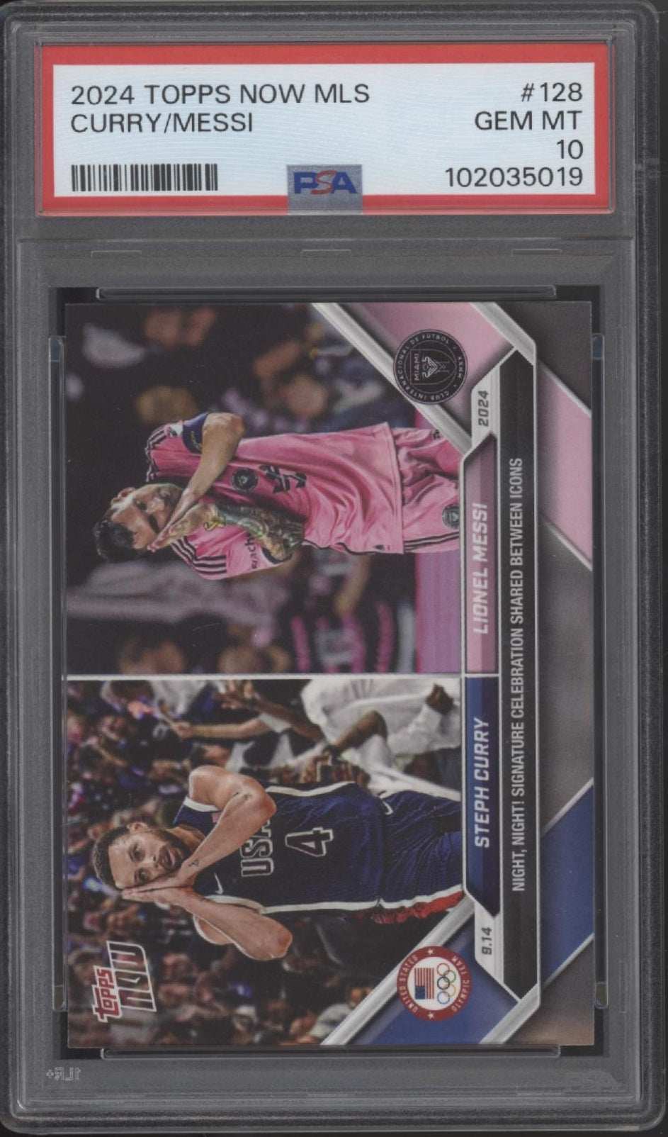 Steph Curry / Lionel Messi 2024 Topps Now MLS #128 PSA 10