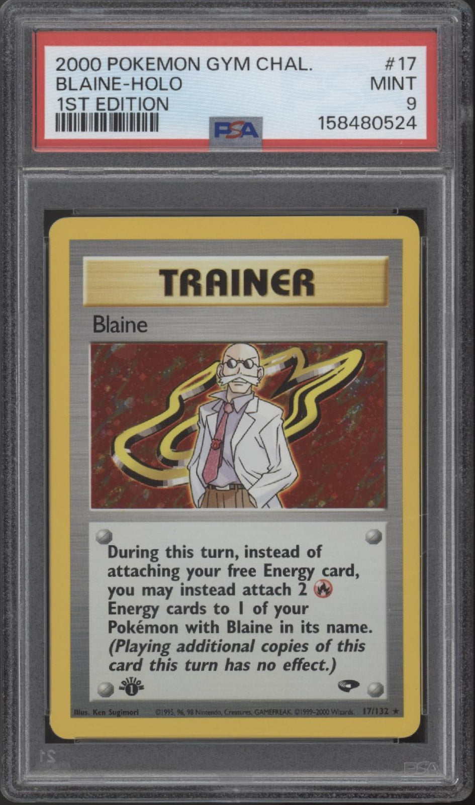 Blaine Pokemon Gym Challenge Holo 1st Edition #17 PSA 9
