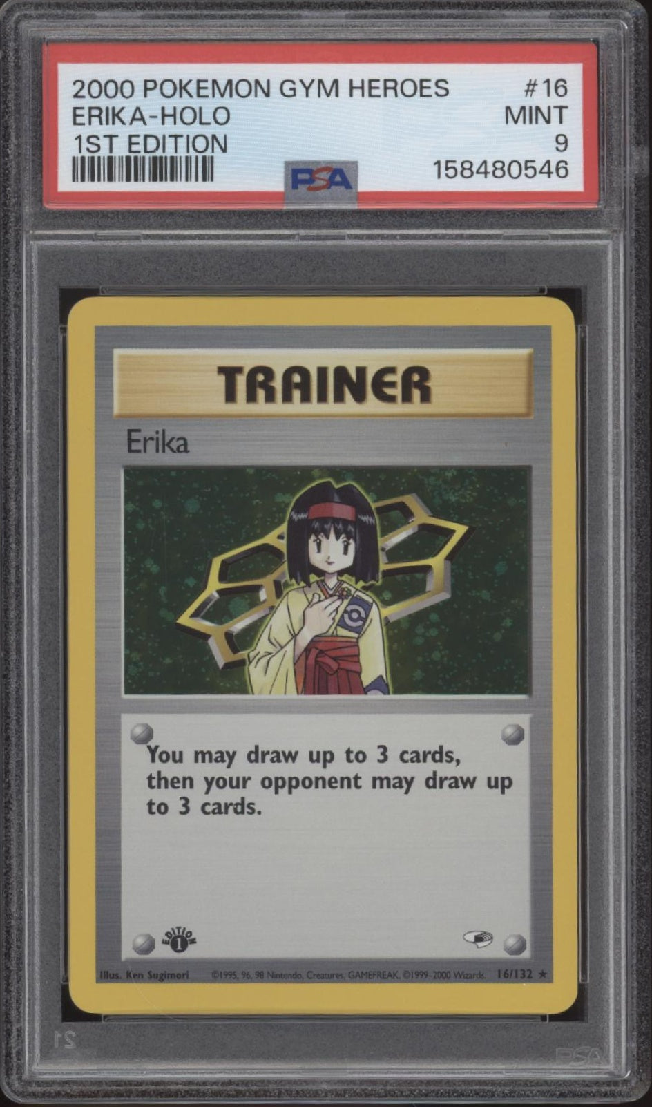 Erika Pokemon Gym Heroes Holo 1st Edition #16 PSA 9