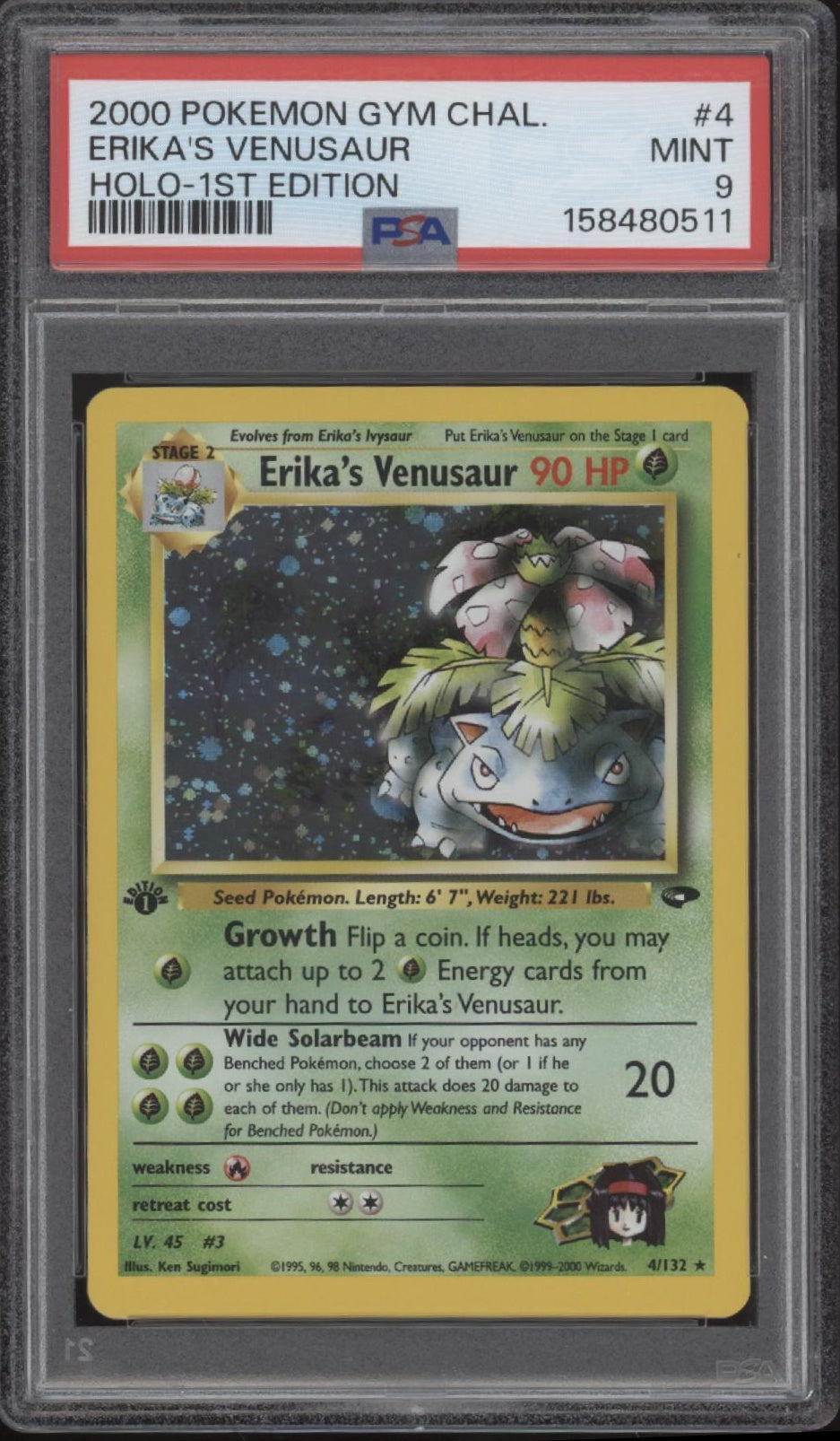Erika's Venusaur Pokemon Gym Challenge Holo 1st Edition #4 PSA 9
