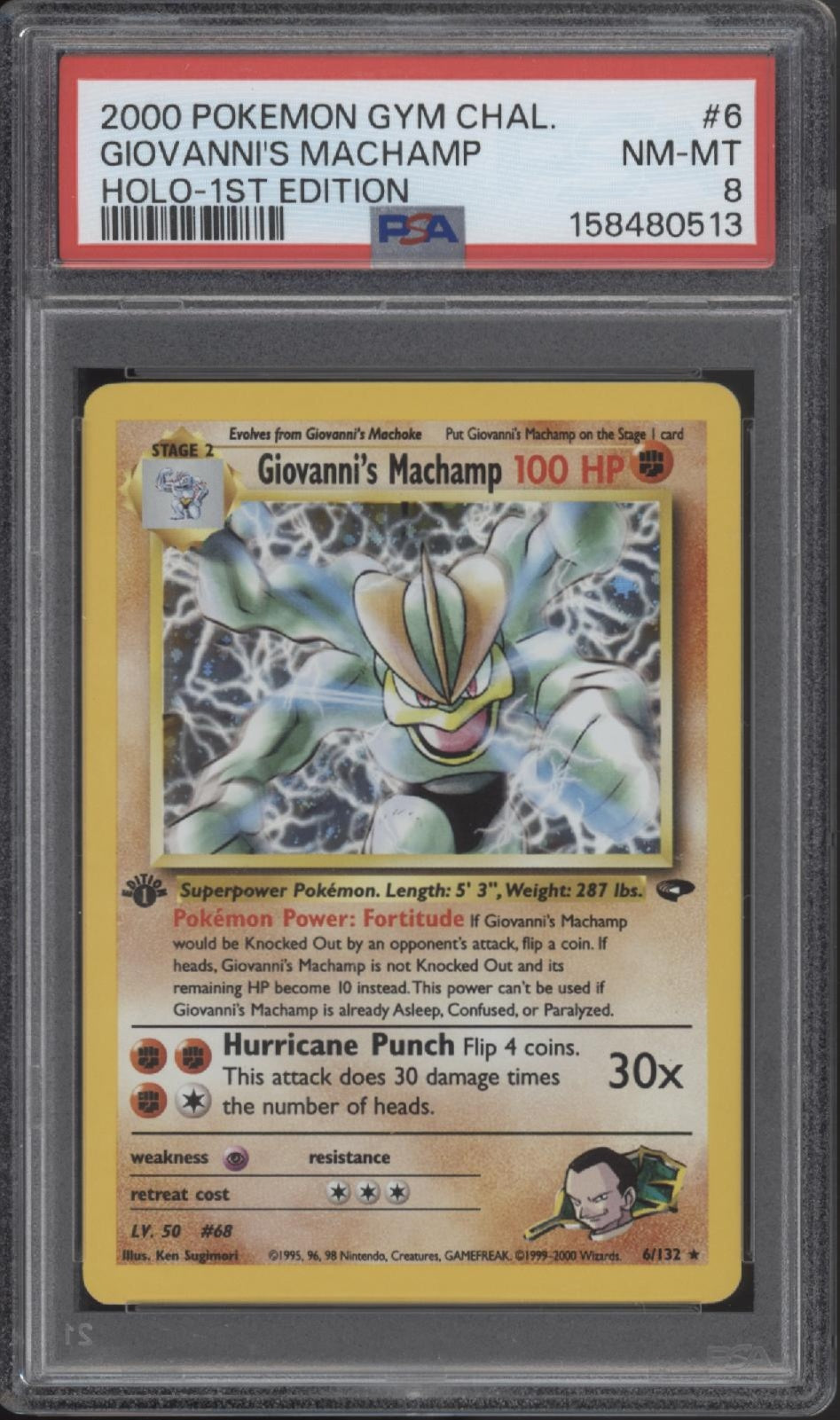 Giovanni's Machamp Pokemon Gym Challenge Holo 1st Edition #6 PSA 8