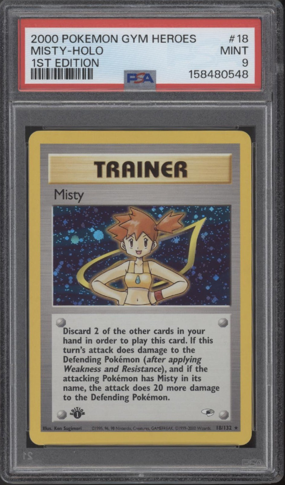 Misty Pokemon Gym Heroes Holo 1st Edition #18 PSA 9