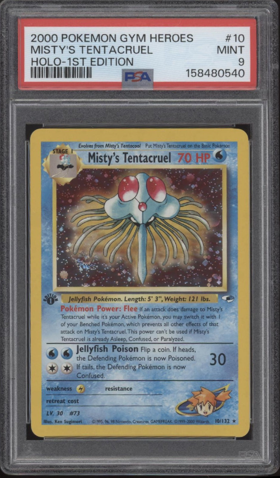 Misty's Tentacruel Pokemon Gym Heroes Holo 1st Edition #10 PSA 9