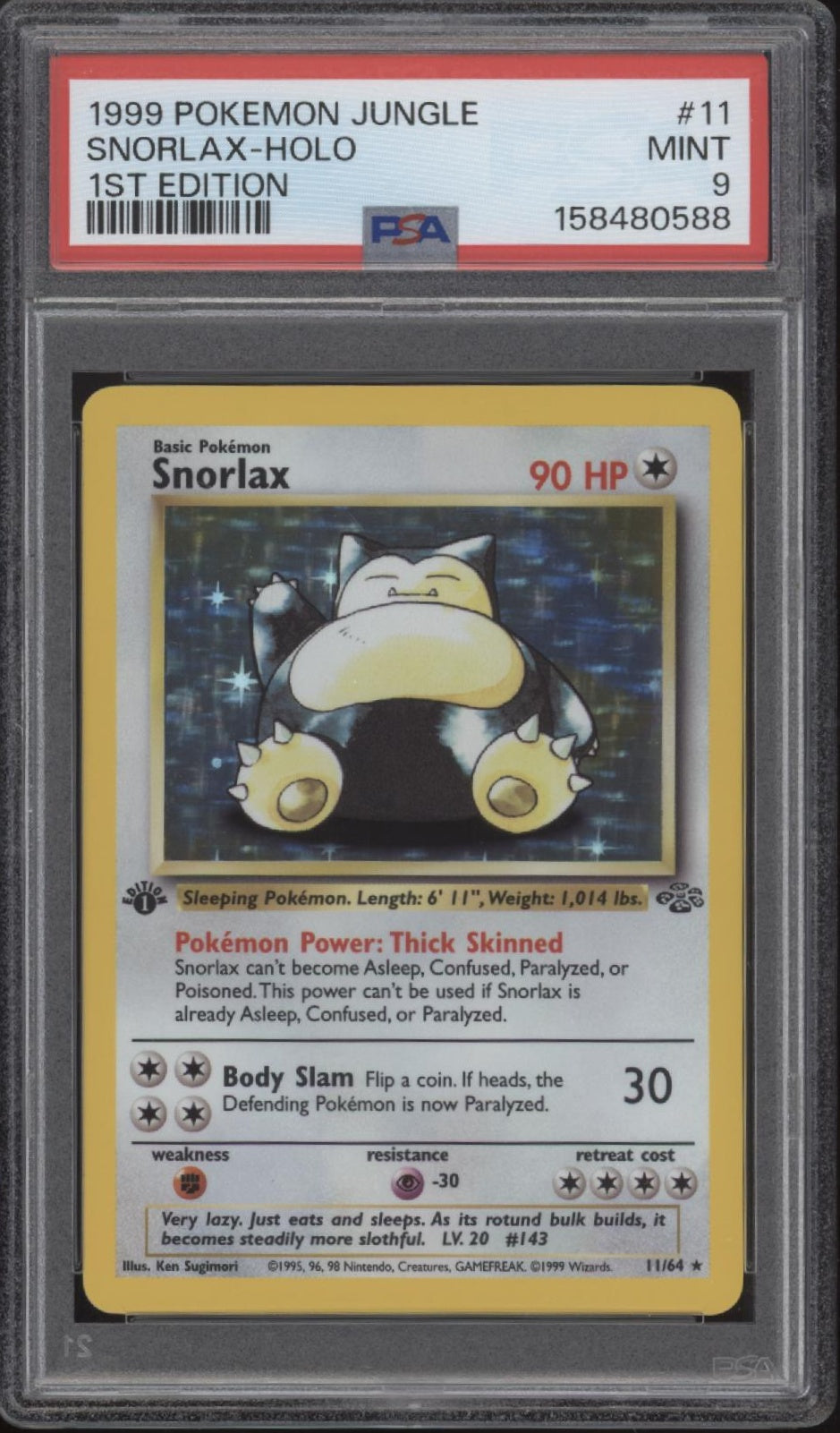 Snorlax Pokemon Jungle Holo 1st Edition #11 PSA 9