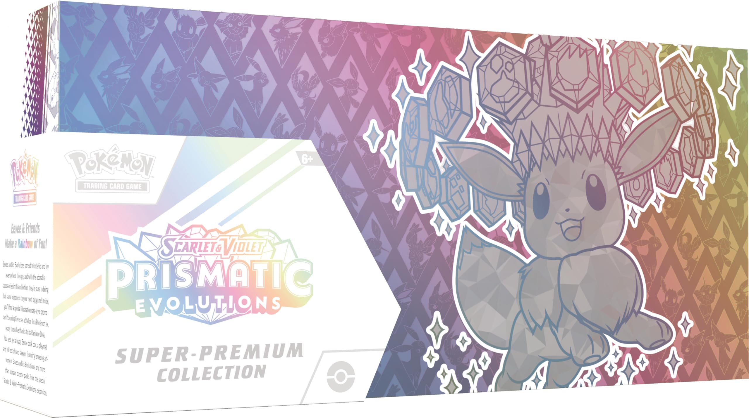 Pokémon TCG: Scarlet & Violet—Prismatic Evolutions Super-Premium Collection (1 Full-Art Foil Promo Card, a Fuzzy Eevee Deck Box & 15 Booster Packs)