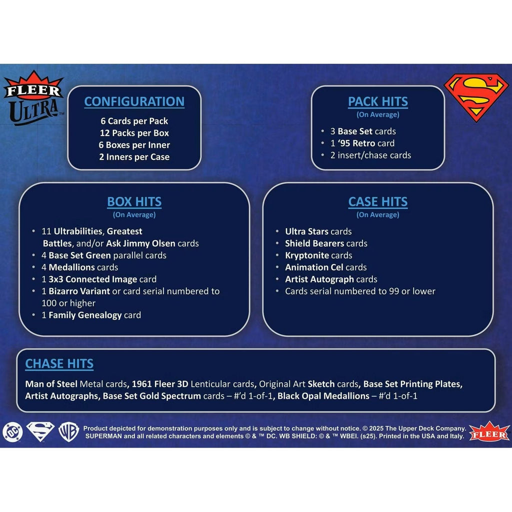 2025 Upper Deck Fleer Ultra Superman Hobby Box *Contact Us To Order*
