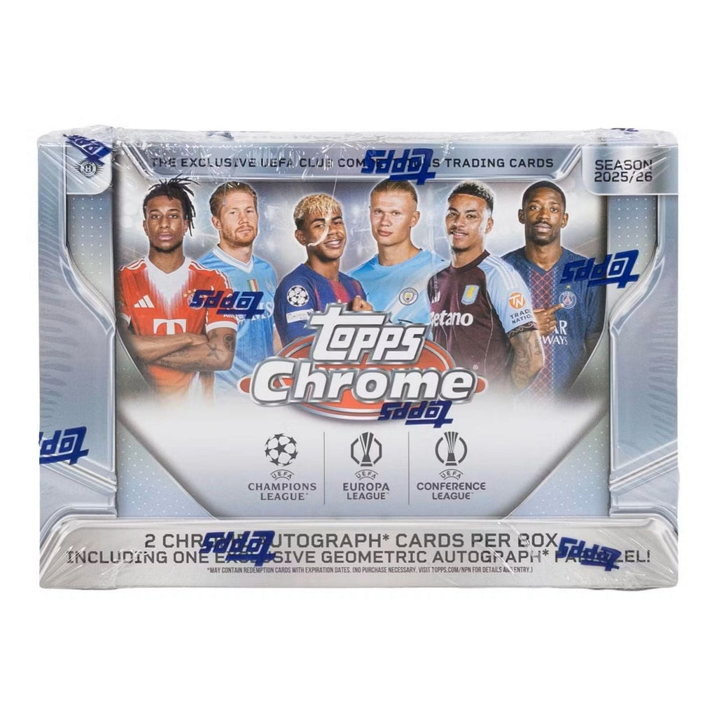 2025-26 Topps Chrome UEFA Club Competitions Soccer Breaker’s Delight 6-Box Case