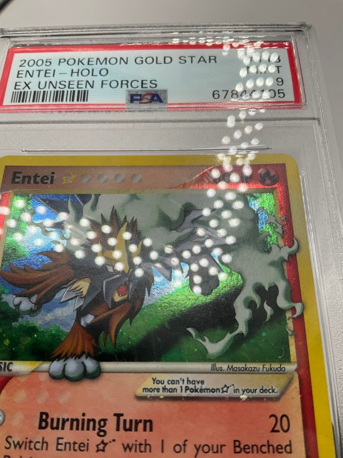 Entei Gold Star Pokemon EX Unseen Forces Holo #113 PSA 9