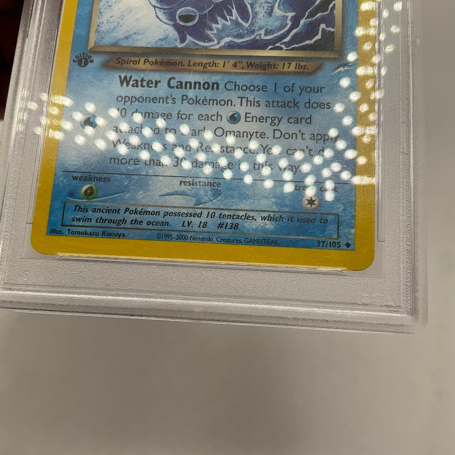 Dark Omanyte Pokemon Neo Destiny 1st Edition #37 PSA 10