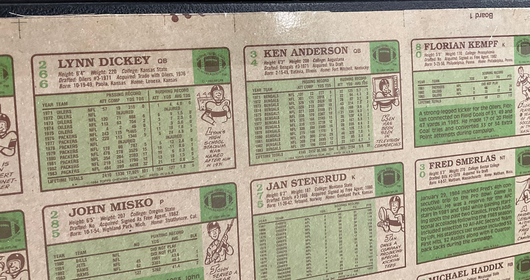 1984 Topps Football Full Set Uncut Sheets *See All Photos & Description*