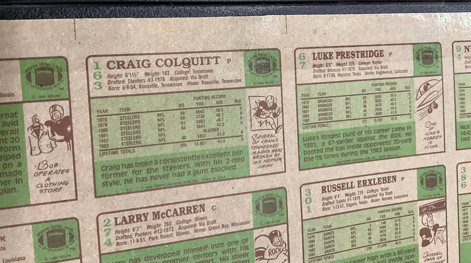 1984 Topps Football Full Set Uncut Sheets *See All Photos & Description*