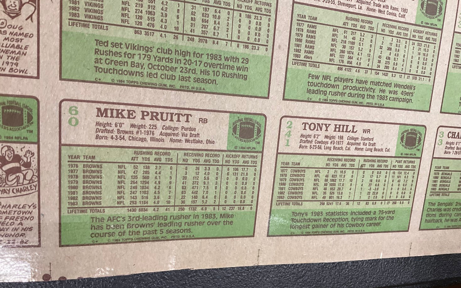 1984 Topps Football Full Set Uncut Sheets *See All Photos & Description*