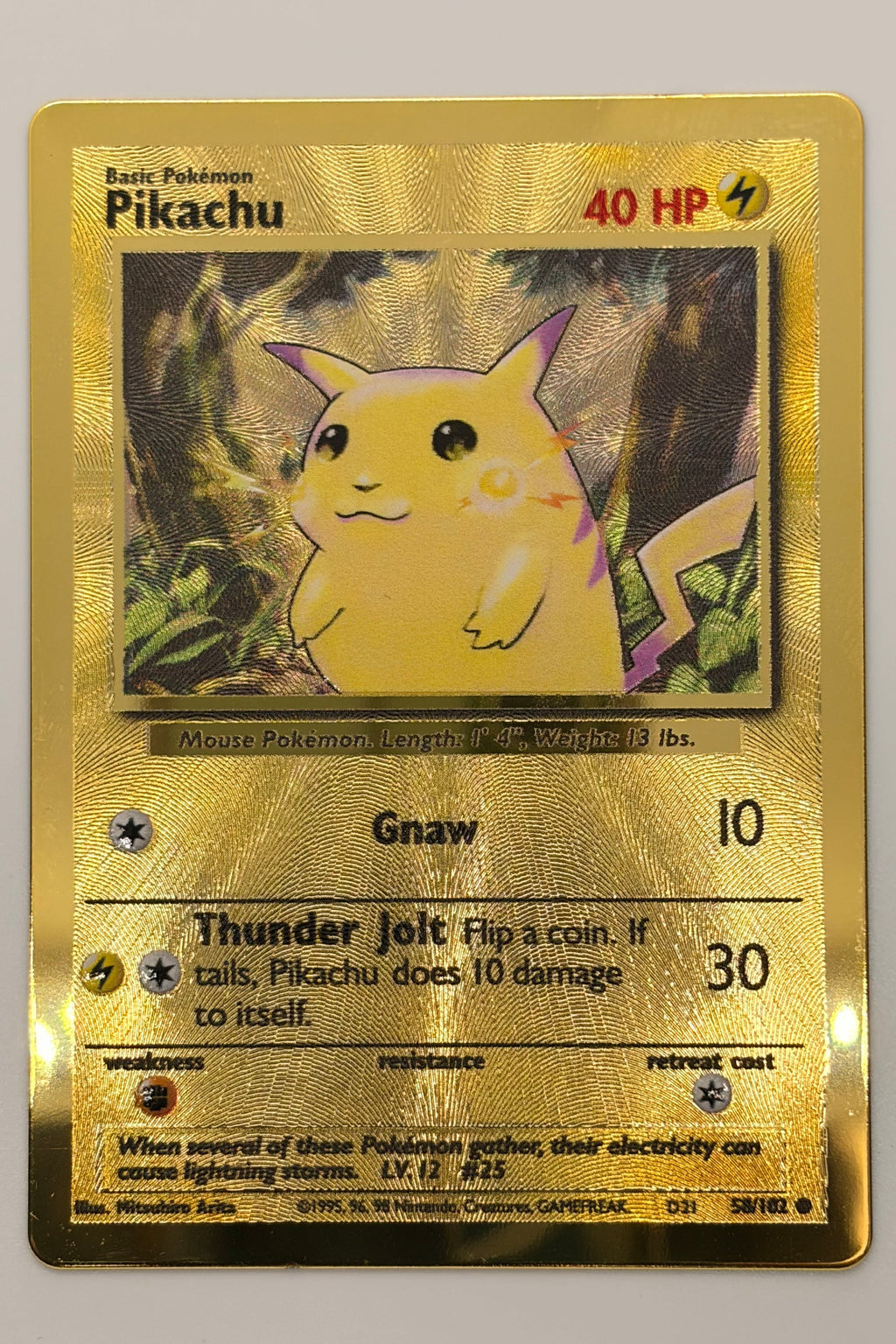 Pikachu Metal Gold Card UPC Pokemon 25th Anniversary Celebrations 58/102