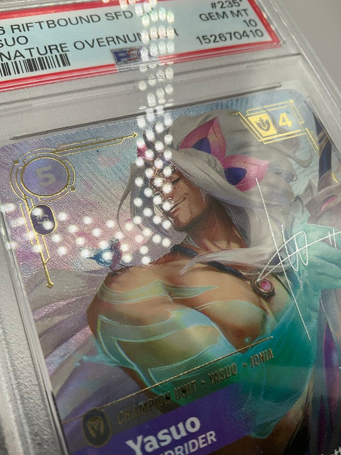 Yasuo Windrider Riftbound Spiritforged Signature Overnumber #235 PSA 10