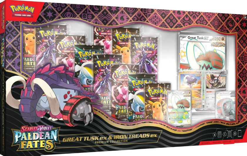 Pokemon Paldean Fates Great Tusk ex & Iron Treads ex Premium Collection