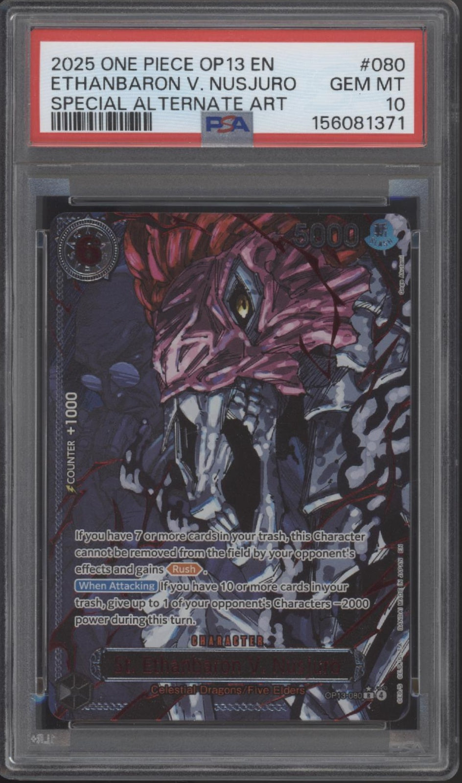 The Five Elders One Piece OP13 Special Alternate Art 3 PSA 10's, 2 PSA 9's Sequential Set of 5
