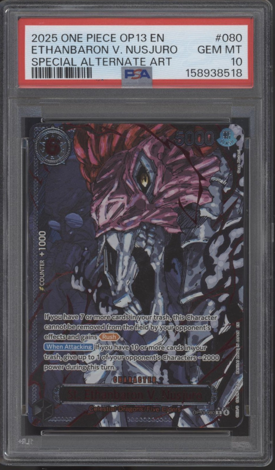 The Five Elders One Piece OP13 Special Alternate Art PSA 10 Sequential Set of 5