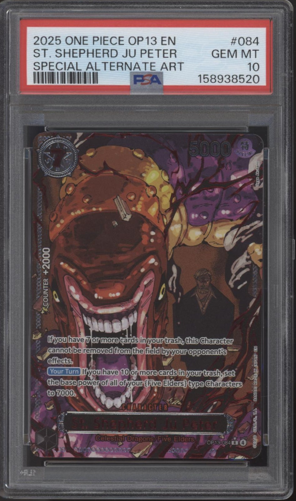 The Five Elders One Piece OP13 Special Alternate Art PSA 10 Sequential Set of 5