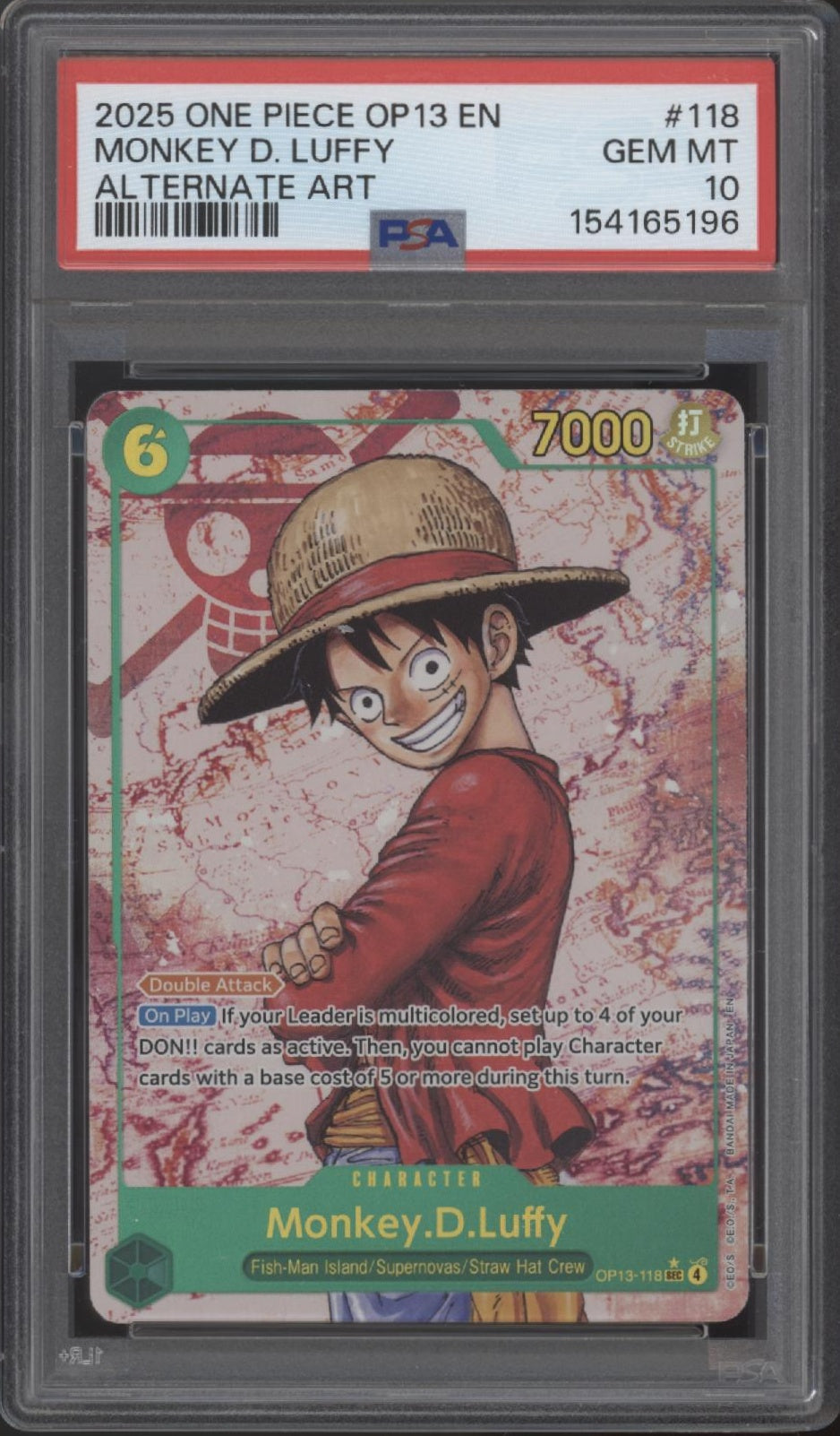 Monkey D Luffy One Piece Card Game OP13 Alternate Art #118 PSA 10 #1