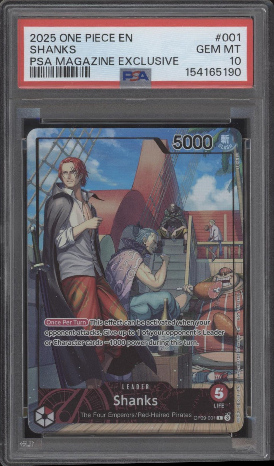 Shanks One Piece Card Game PSA Magazine Exclusive #001 PSA 10