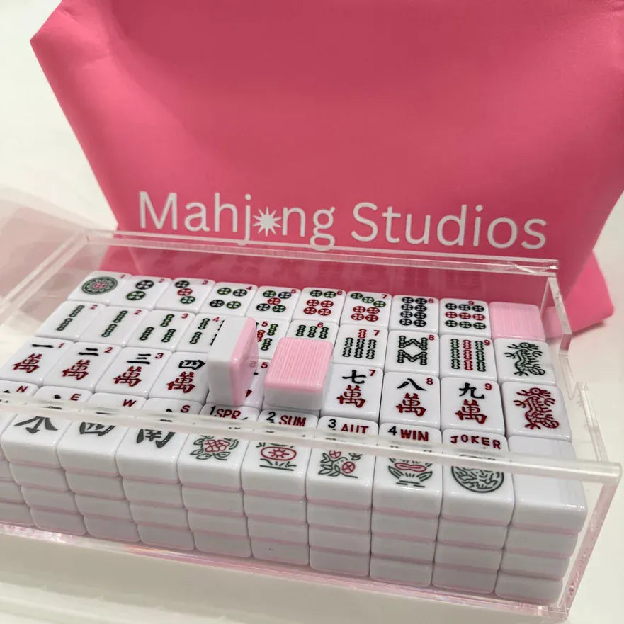 American Mahjong Set (166 Tiles) - 2-Color Pink, All in One Bundle