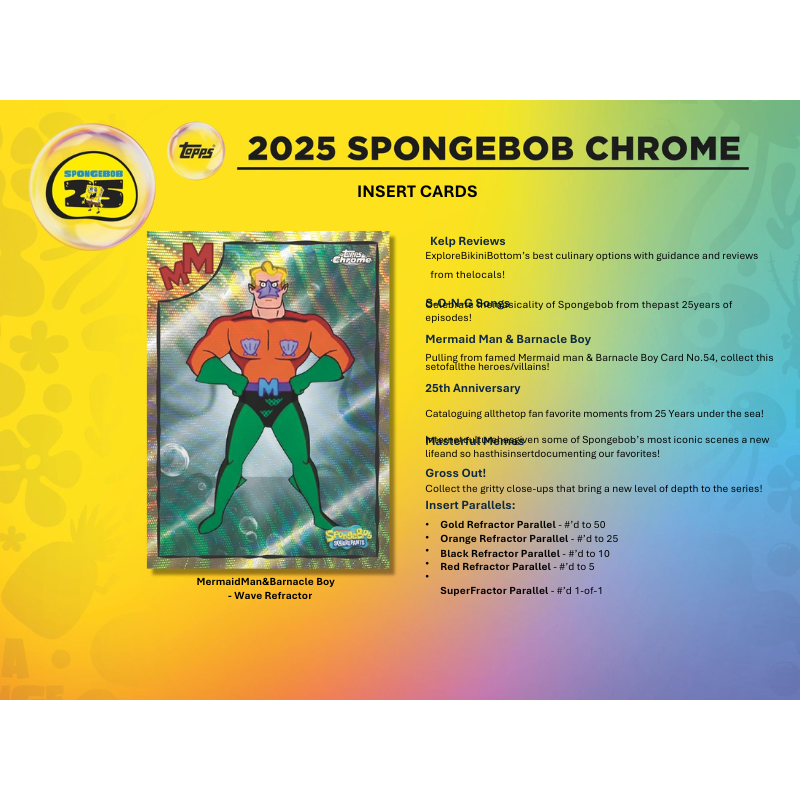 2025 Topps Chrome Spongebob 25th Anniversary Hobby Box