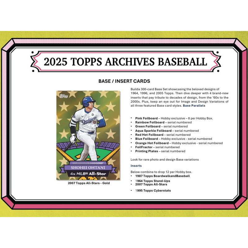 2025 Topps Archives Baseball Hobby 10 Box Case