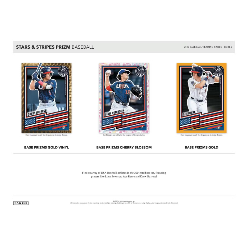2026 Panini USA Stars & Stripes Prizm Baseball Hobby 12 Box Case