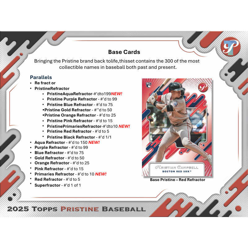 2025 Topps Pristine Baseball Hobby 6 Box Case