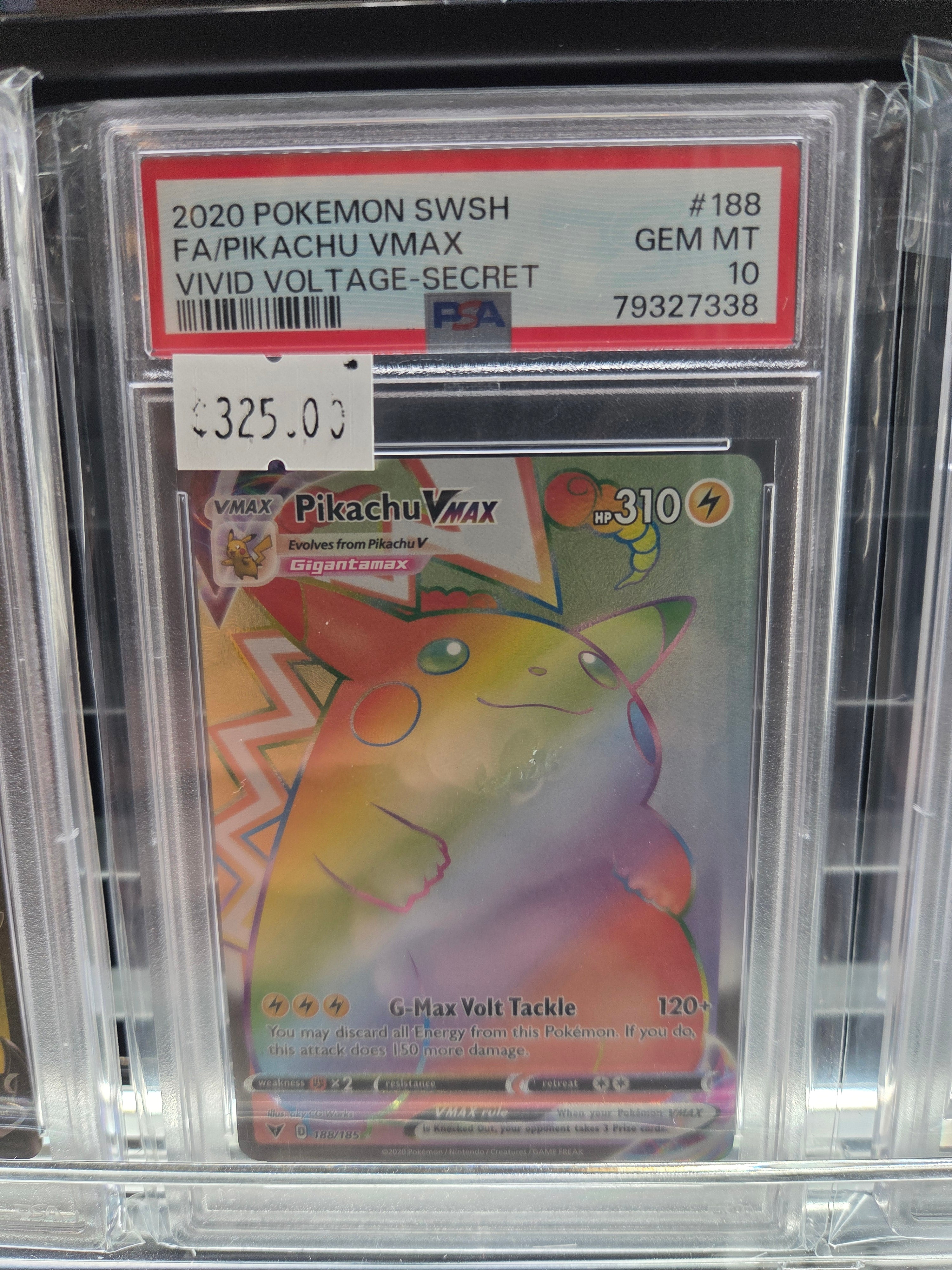 2020 POKEMON SWORD & SHIELD VIVID VOLTAGE #188 FA/PIKACHU VMAX VIVID VOLTAGE-SECRET psa 10