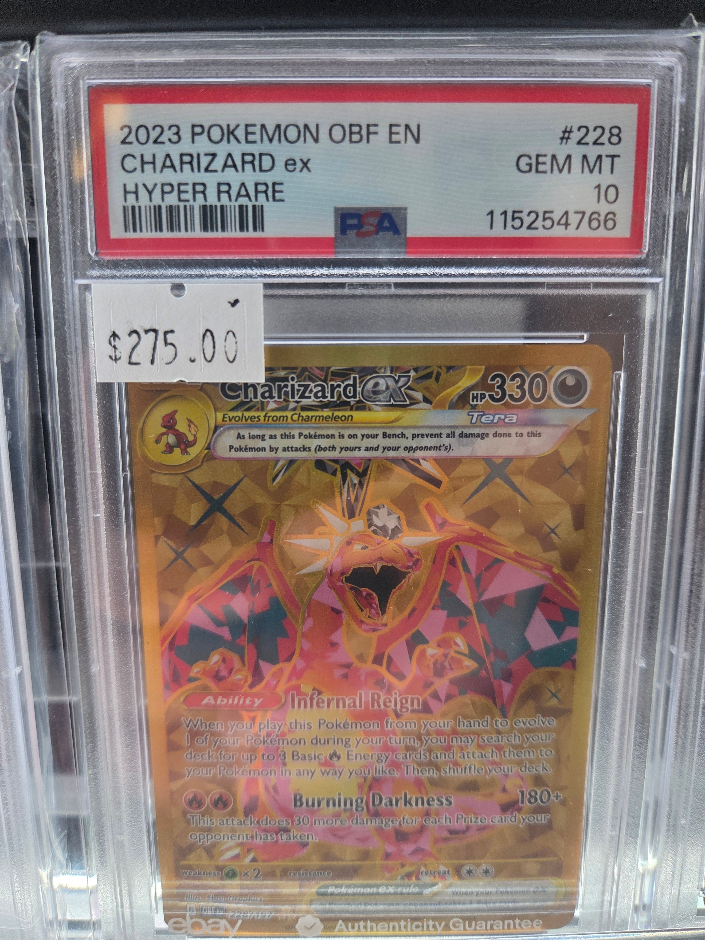 2023 POKEMON OBF EN-OBSIDIAN FLAMES #228 CHARIZARD ex HYPER RARE psa 10