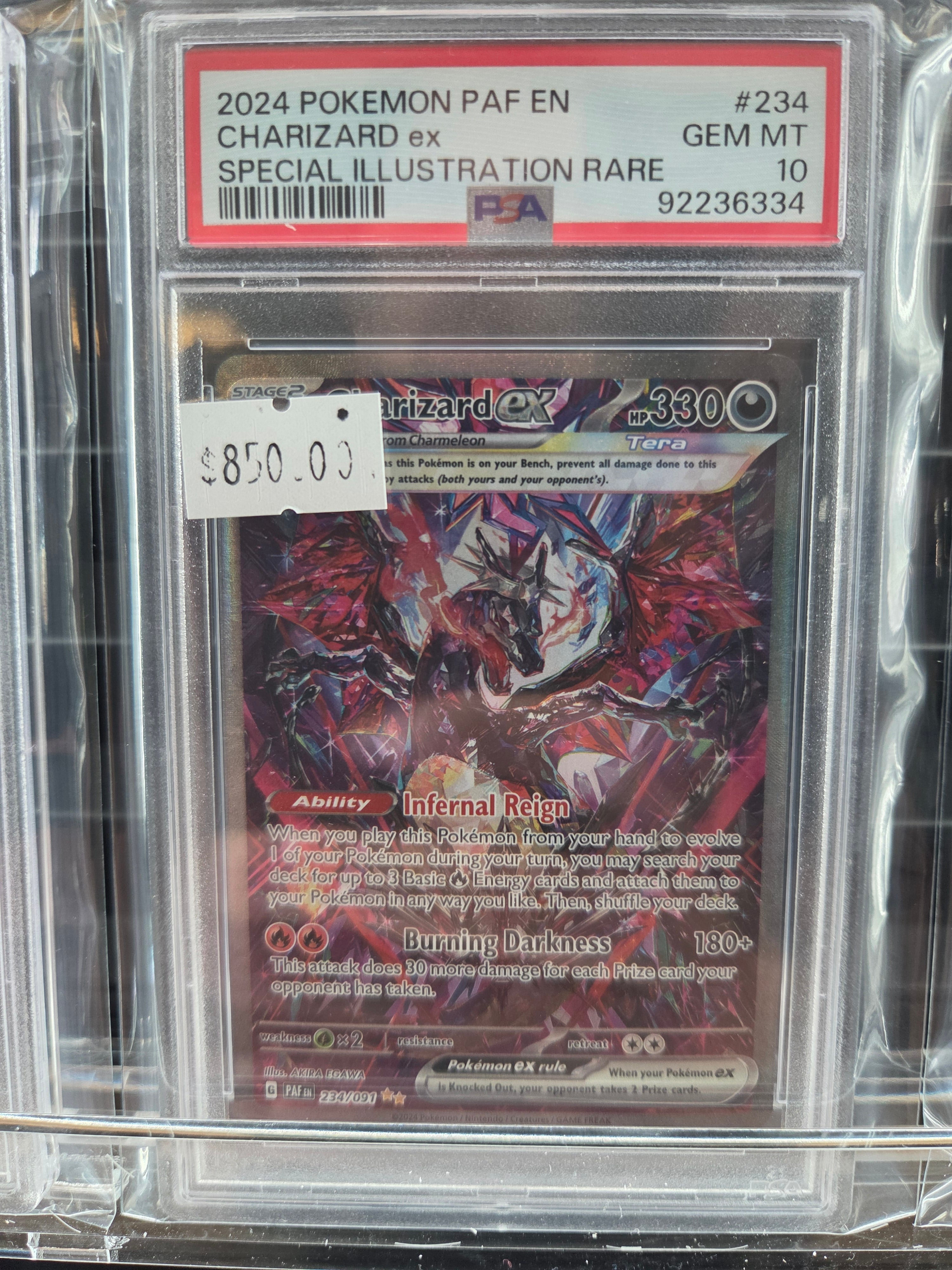2024 POKEMON PAF EN-PALDEAN FATES #234 CHARIZARD ex SPECIAL ILLUSTRATION RARE psa 10