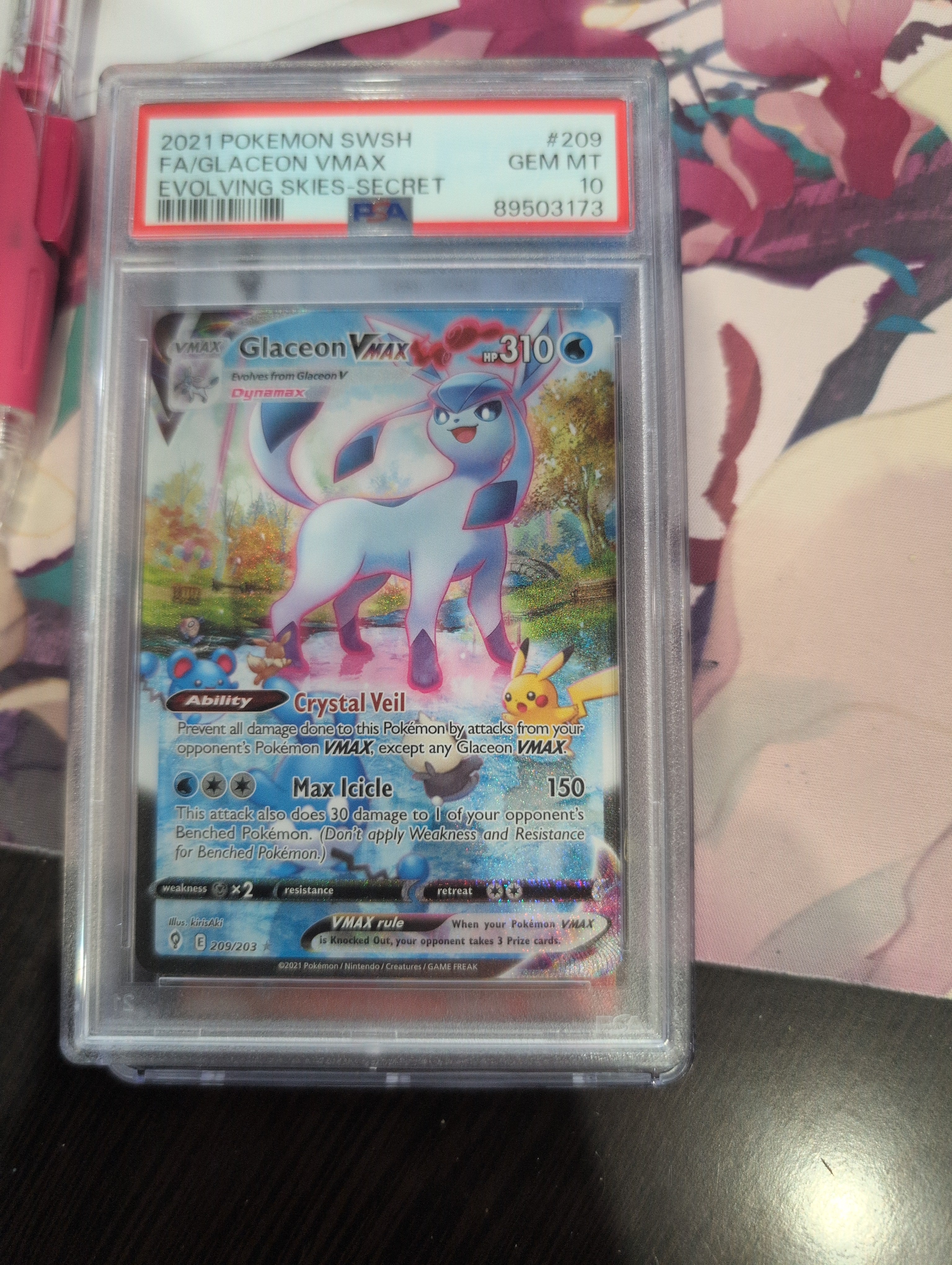 Pokemon: PSA 10 Full Art Glaceon Vmax Evolving Skies