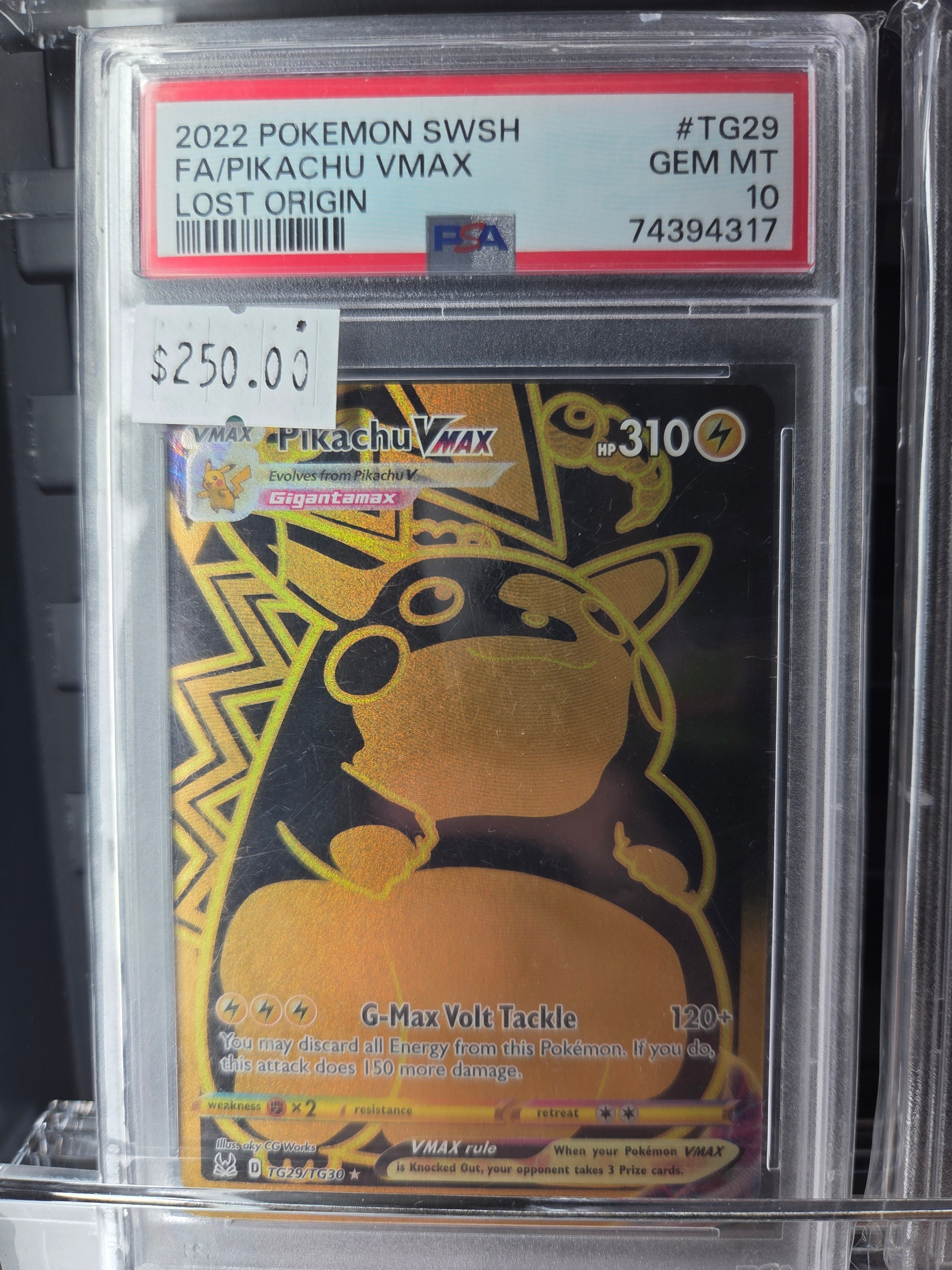 2022 POKEMON SWORD & SHIELD LOST ORIGIN #TG29 FA/PIKACHU VMAX LOST ORIGIN psa 10