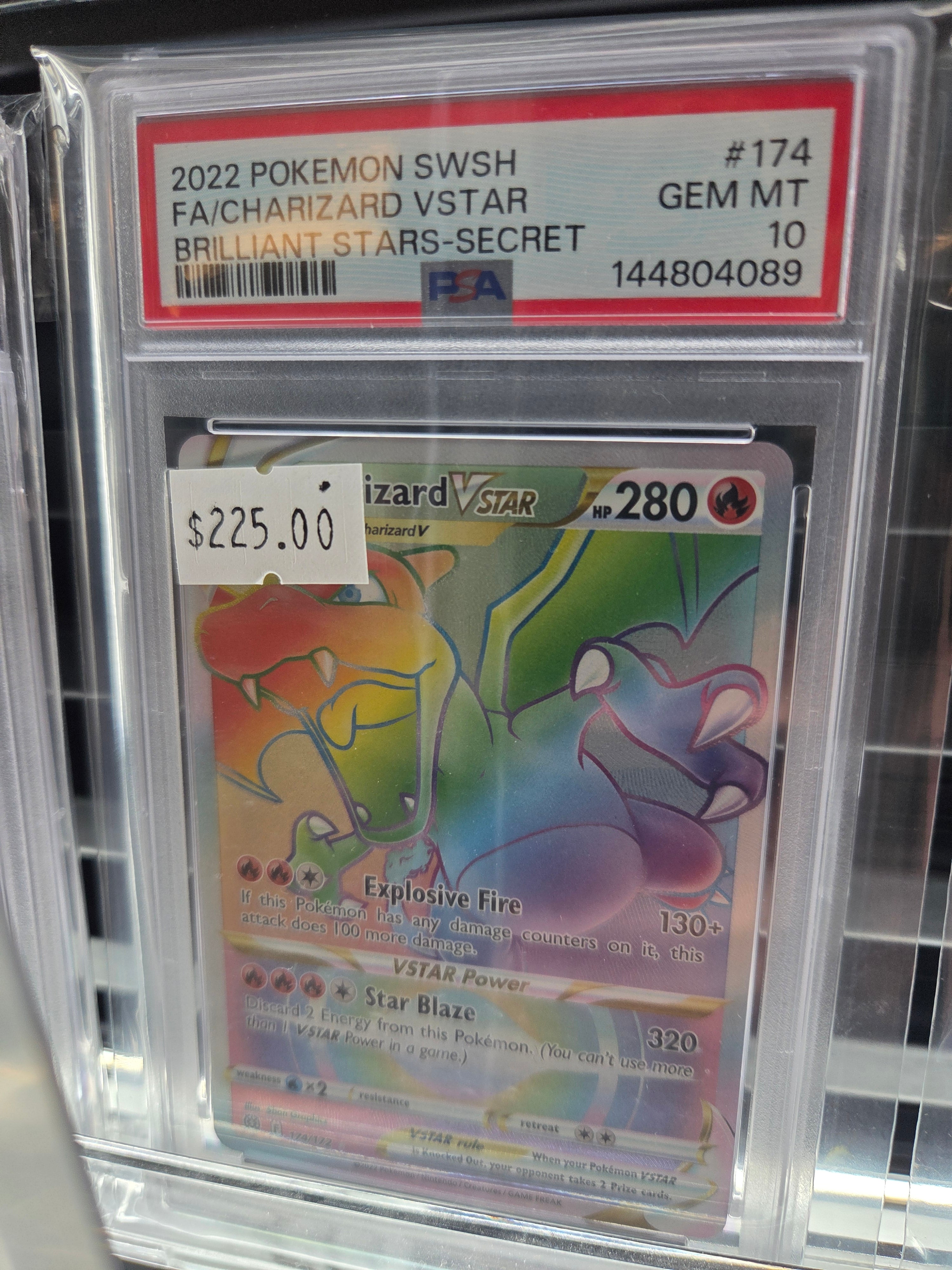 2022 POKEMON SWORD & SHIELD BRILLIANT STARS #174 FA/CHARIZARD VSTAR BRILLIANT STARS-SECRET psa 10