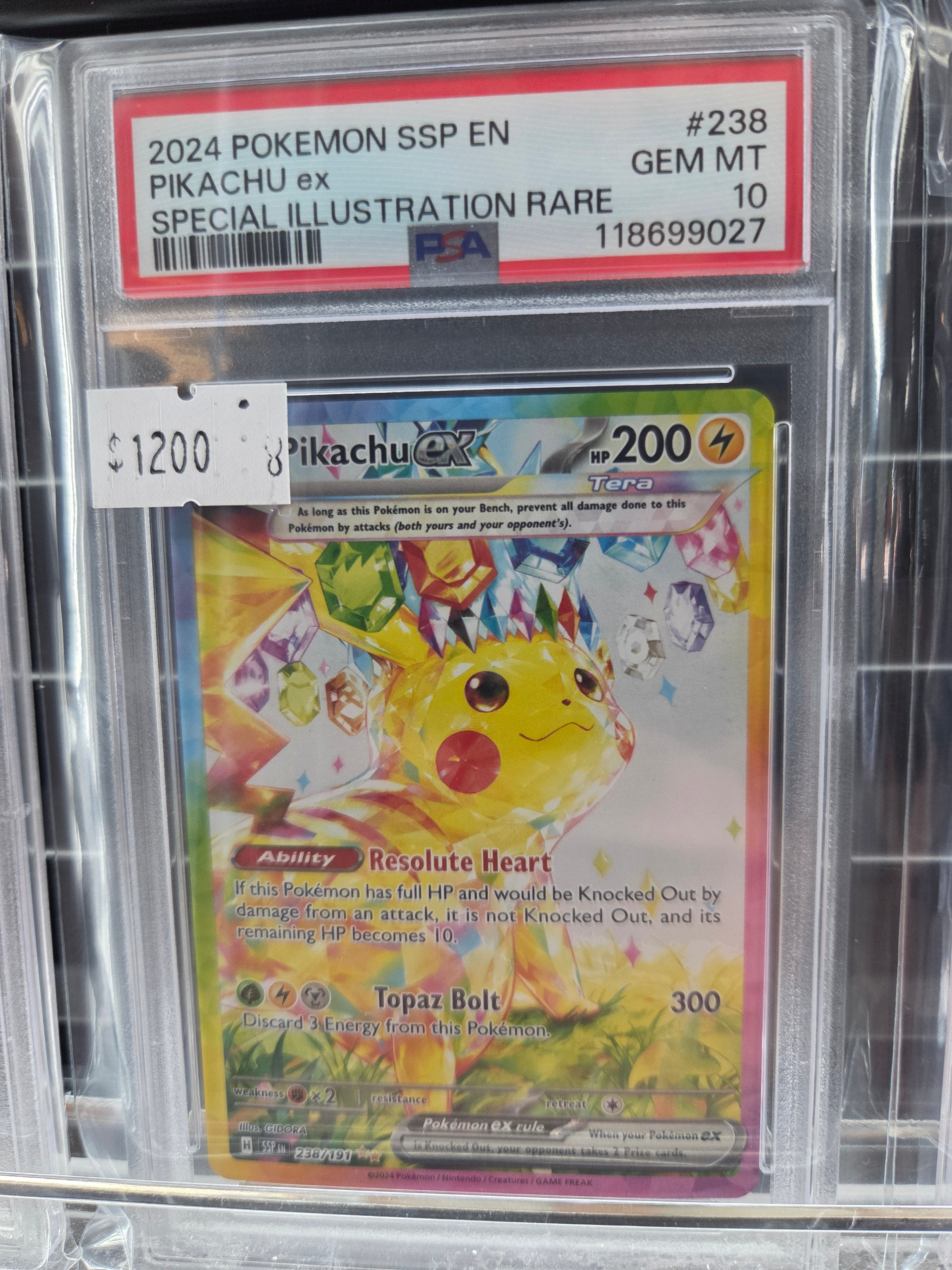 2024 POKEMON SSP EN-SURGING SPARKS #238 PIKACHU ex SPECIAL ILLUSTRATION RARE psa 10